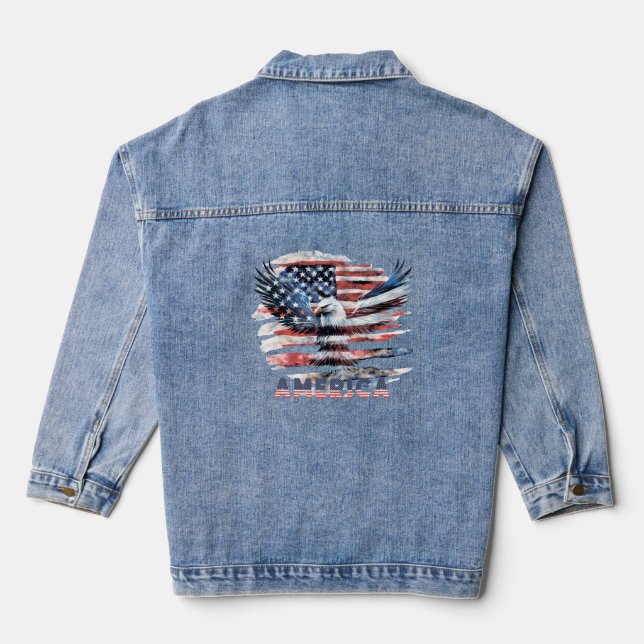 Veste En Jean Drapeau des États-Unis. Amérique (Verso)