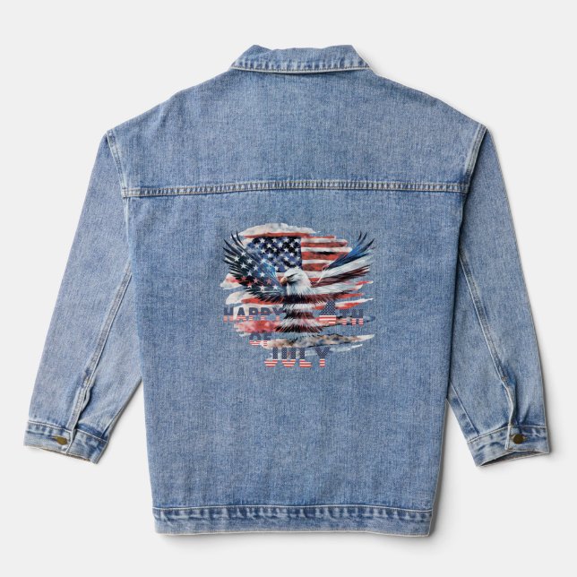 Veste En Jean Drapeau et aigle des États-Unis. Indépendance (Verso)