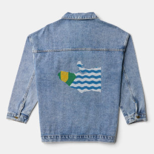 Veste En Jean Drapeau et carte du Canada de Vancouver