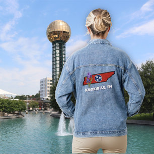 Veste En Jean Drapeau et fleur du Tennessee Iris pourpre Texte p