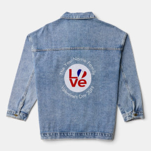 Veste En Jean Drapeau français cœur en rouge AMOUR