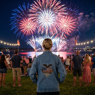 Veste En Jean Drapeau grunge d'Amérique et aigle