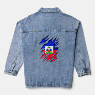 Veste En Jean Drapeau haïtien Haïti