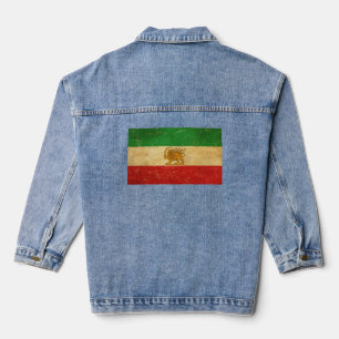 Veste En Jean Drapeau iranien Lion et Sun Shah d'Iran Drapeau fe