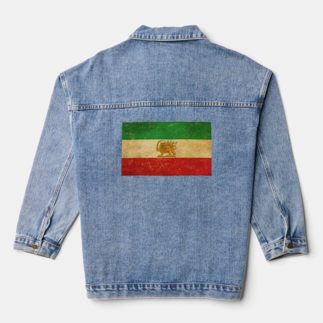 Veste En Jean Drapeau iranien Lion et Sun Shah d'Iran Drapeau fe (Verso)