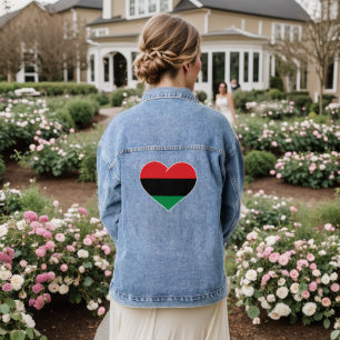 Veste En Jean Drapeau panafricain cœur Afro Américain Histoire n