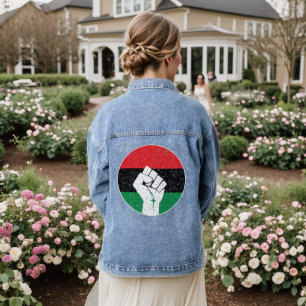 Veste En Jean Drapeau panafricain Poing, histoire noire afro-amé