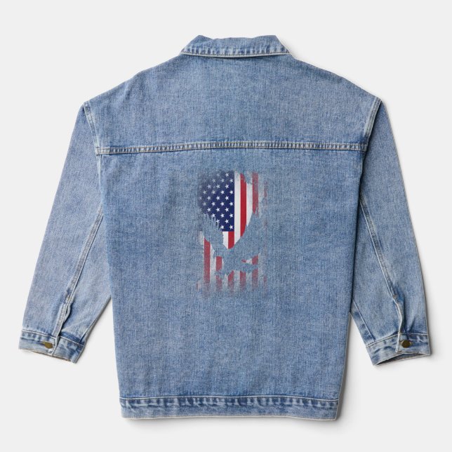 Veste En Jean Drapeau Patriotique Aigle Américain Cool Animaux s (Verso)