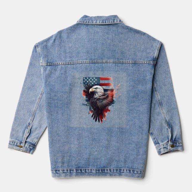Veste En Jean Drapeau patriotique américain Bald Eagle (Verso)