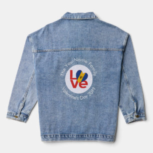 Veste En Jean Drapeau rouge Bajan personnalisé AMOUR