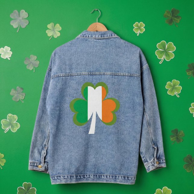 Veste En Jean Drapeau shamrock d'Irlande (Créateur téléchargé)