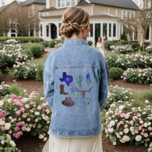 Veste En Jean Drapeau Texas Bluebonnets fleurs