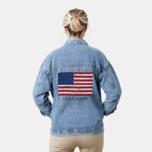Veste En Jean Drapeau USA vintage rouge blanc bleu patriotique a