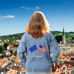 Veste En Jean Drapeaux personnalisés d'Europe et des États-Unis