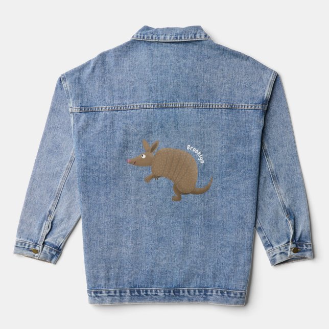 Veste En Jean Drôle armadillo joyeux dessin animé (Verso)
