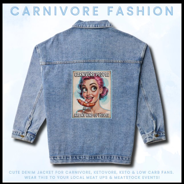 Veste En Jean Drôle cadeau Carnivore pour femmes Bacon Sauser Gr (Cute Denim For Carnivore, Ketovore, Keto & Low Carb Fans. Wear to Local Meat Ups & Meatstock Events!)