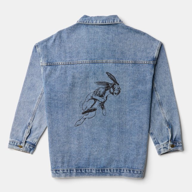 Veste En Jean Drôle Cartoon Grand Jack Rabbit (Verso)