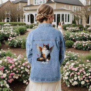 Veste En Jean Drôle de chat démon calicot et ange