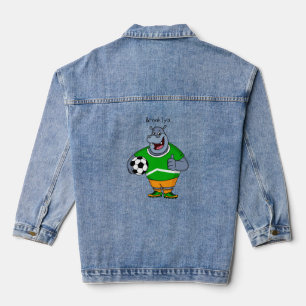 Veste En Jean Drôle de joueur de football hippo dessin humoristi