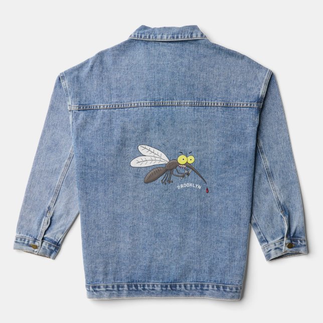 Veste En Jean Drôle dessin d'insecte moustique (Verso)