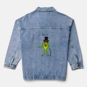 Veste En Jean Drôle grenouille avec chapeau dessus dessin animé