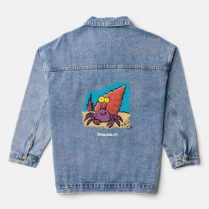 Veste En Jean Drôle mignon caricature pourpre crabe ermite