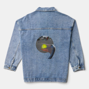 Veste En Jean Drôle Pelican Attrape Ball de Tennis, Denim Jacket
