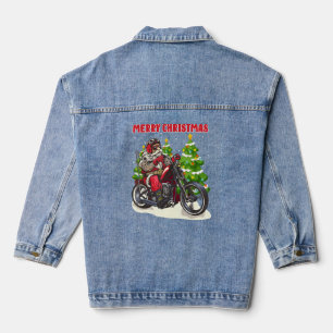 Veste En Jean Drôle Père Noël Sur Moto Noël Mens