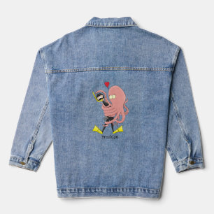 Veste En Jean Drôle pieuvre embrasse plongeur dessin animé humou