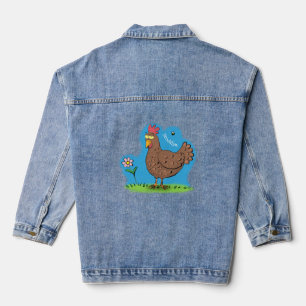 Veste En Jean Drôle poulet rustique whimsical dessin animé
