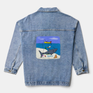 Veste En Jean Drôle requin couché et dessin animé de pêche