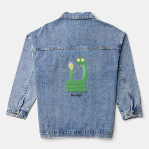 Veste En Jean Drôle serpent vert avec caricature maraca