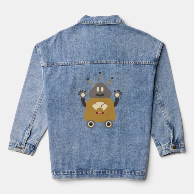 Veste En Jean Drôle Silly Robot Rétro (Verso)