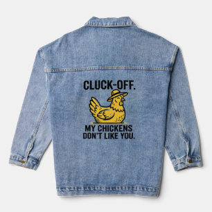 Veste En Jean Drôle Vintage Cluk Off Amoureux de Poules Minimali