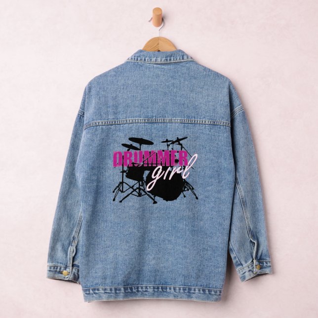 Veste En Jean Drummer girl mignonne violet noir et l'illustratio (Hangar)