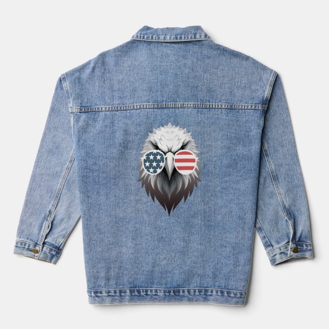 Veste En Jean Eagle Art avec lunettes de soleil à drapeau améric (Verso)