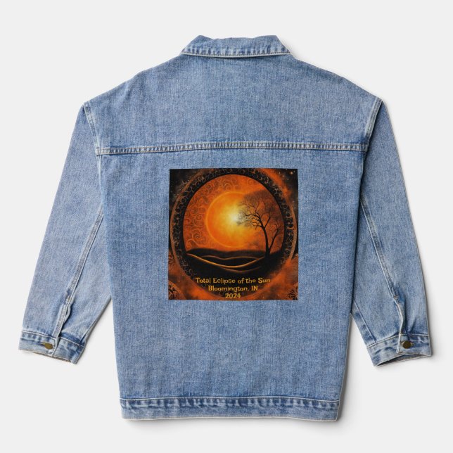 Veste En Jean Éclipse solaire Ajouter Texte personnalisé 2024 No (Verso)