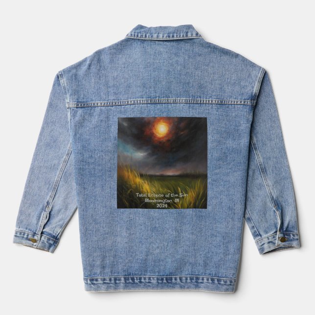 Veste En Jean Éclipse solaire Ajouter Texte personnalisé Ciel fo (Verso)