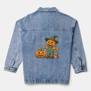 Veste En Jean Écran d'Halloween/Automne mignon et citrouille