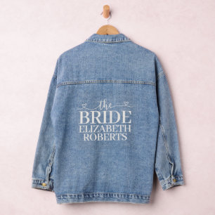 Veste En Jean Écriture Classique avec Mariée de Mariage aux Cœur