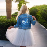 Veste En Jean Écriture élégante "Mariée" Personnalisée<br><div class="desc">Conception personnalisée sur le thème du mariage.</div>