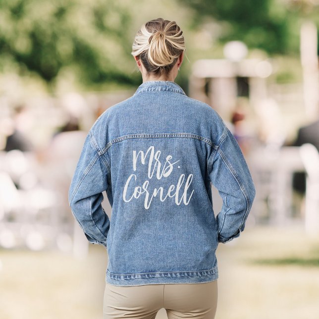 Veste En Jean Écriture moderne de mariage de Mme nouvelle mariée (Créateur téléchargé)