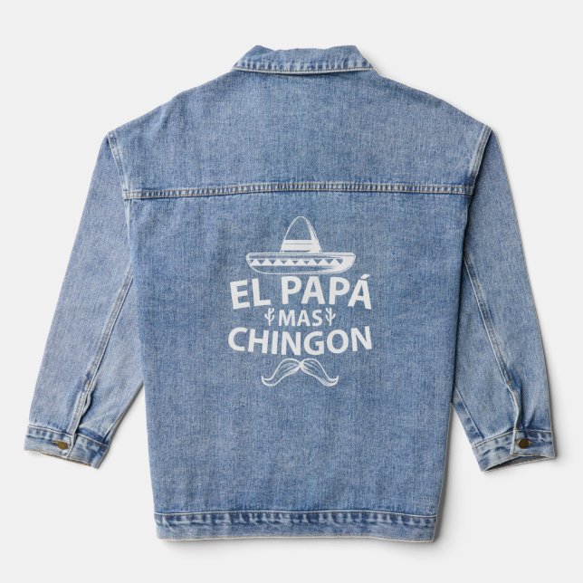 Veste En Jean El Papa Mas Chingon Pour Hommes Mexicain Espagnol  (Verso)