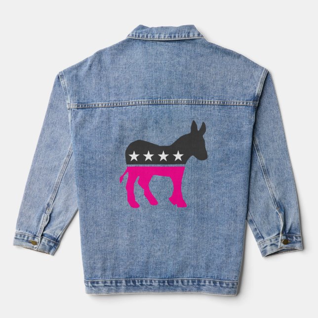 Veste En Jean élection d'âne démocrate rose (Verso)