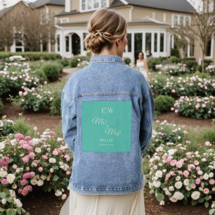 Veste En Jean Élégant Awe aquatique simple avec Mariage Monogram