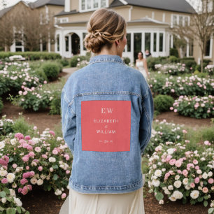 Veste En Jean Elégant corail simple couché de soleil avec Mariag
