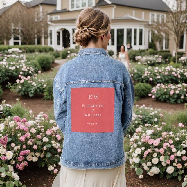 Veste En Jean Elégant corail simple couché de soleil avec Mariag (Mariage Retour)