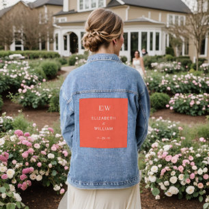 Veste En Jean Élégant Flare simple au néon avec Mariage Monogram