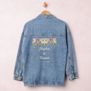Veste En Jean Élégant mariage floral de rose poudrée de pivoine