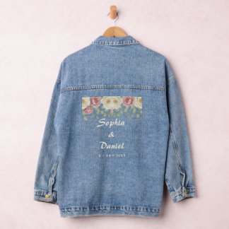 Veste En Jean Élégant mariage floral de rose poudrée de pivoine
